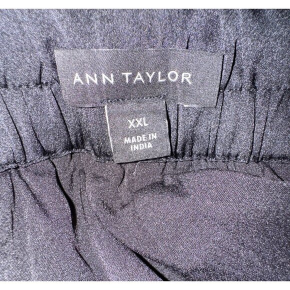 Ann Taylor Black Sequin Satin‎ Floral Pants Plus Size XXL Classic Luxury Glamour - Picture 7 of 8